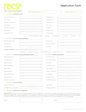 UK CIS Self-Employed Application Form