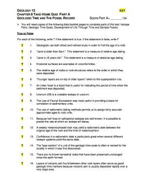 Geology 12 Chapter 8 Take-Home Quiz