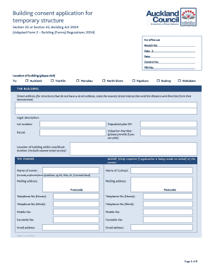 Temporary Structure Building Consent Application