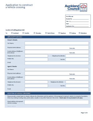 Vehicle Crossing Application Form