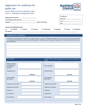 Application for Certificate for Public Use