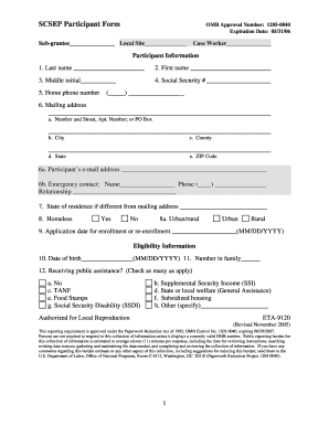 SCSEP Participant Form