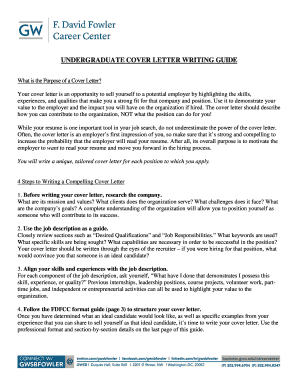 fillable online business gwu undergraduate cover letter cover letter undergraduate