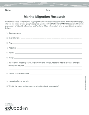 Marine Migration Research Form