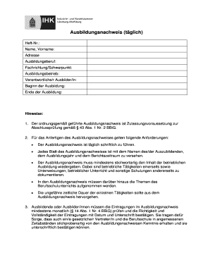 Ausbildungsnachweis (täglich)