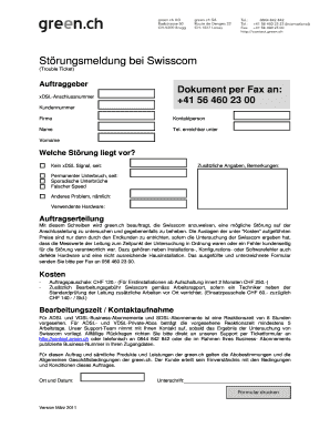 Störungsmeldung bei Swisscom