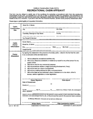 Recreational Cabin Affidavit