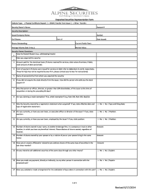 Deposited Securities Representation Form