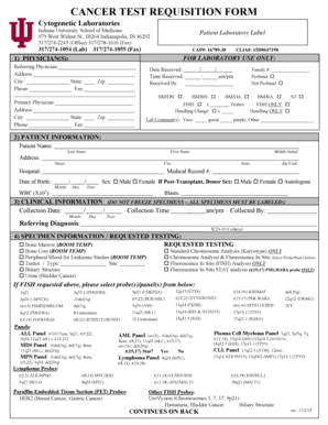 Cancer Test Requisition Form