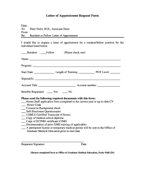 Letter of Appointment Request Form