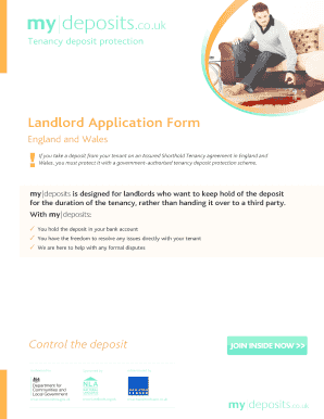 my|deposits Tenancy Deposit Protection Scheme Application Form