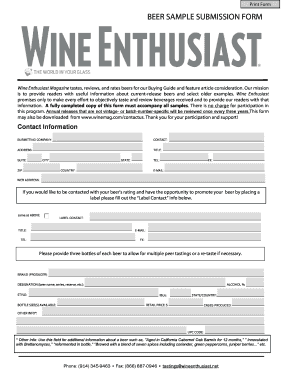 Beer Sample Submission Form