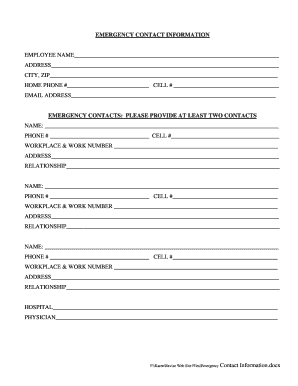 Emergency Contact Information Form