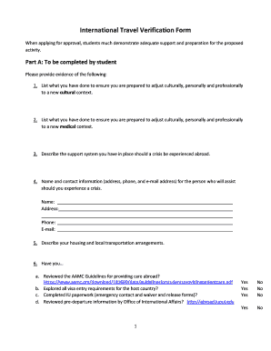 International Travel Verification Form