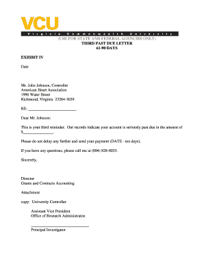 Past due letter to customer - USE FOR STATE AND FEDERAL AGENCIES ONLY THIRD PAST DUE