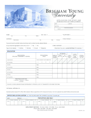 Brigham Young University Staff Application Form