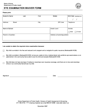 Illinois Eye Examination Waiver Form