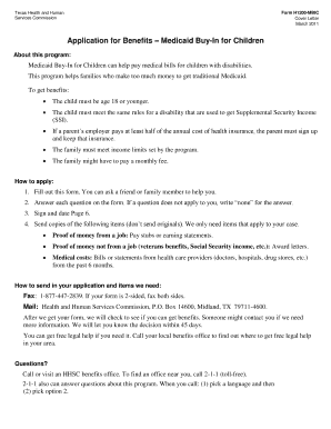 Texas Medicaid Buy-In for Children Application