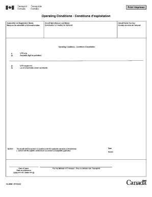 Aircraft Operating Conditions Form