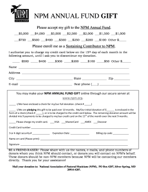 NPM Annual Fund Gift Form