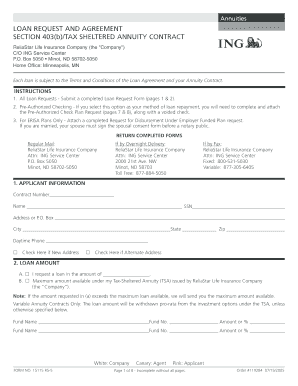 403(b) Loan Request and Agreement