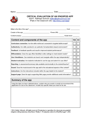 Critical Evaluation of an iPad/iPod App