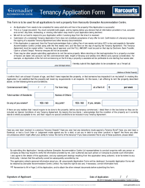Harcourts Grenadier Tenancy Application Form