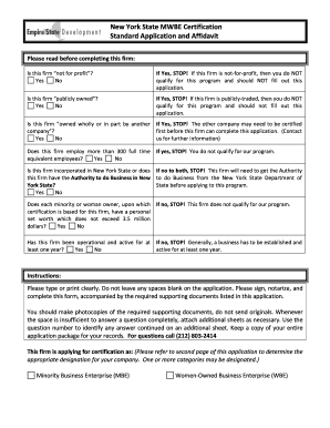 New York State MWBE Certification Application