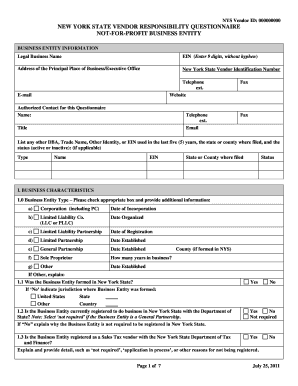 New York State Vendor Responsibility Questionnaire