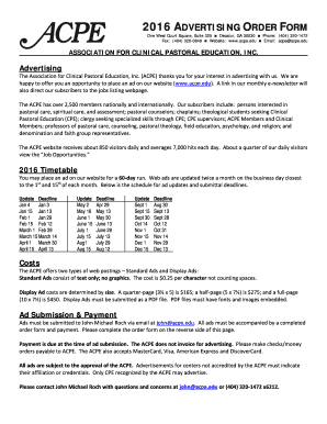 2016 advertising order form - Association for Clinical Pastoral - acpe