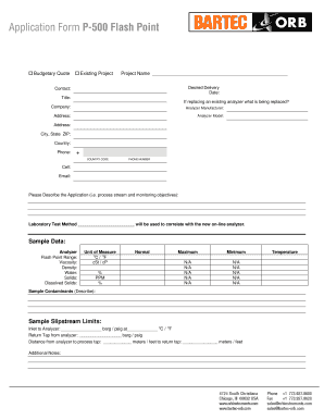 Application Form P-500 Flash Point