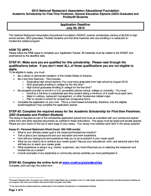 National Restaurant Association Academic Scholarship Application