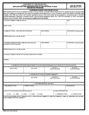 Application for Participation in the National Flood Insurance Program