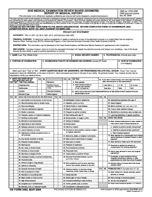 DOD Medical Examination Report Form