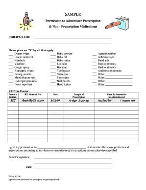 Permission to Administer Prescription Medications