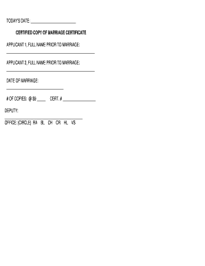 Certified Copy of Marriage Certificate