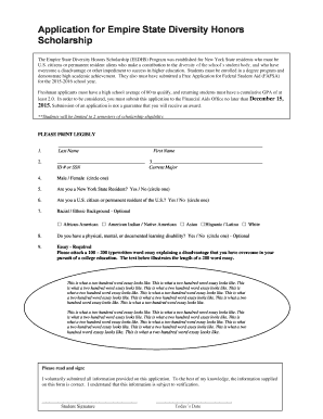 Empire State Diversity Honors Scholarship Application