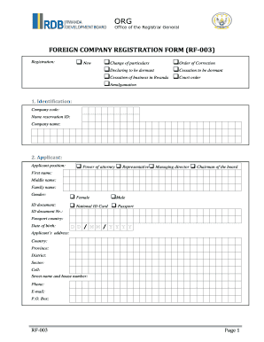Foreign Company Registration Form