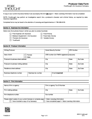 Producer Data Form