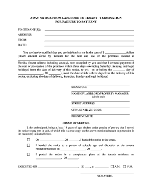 3 Day Notice from Landlord to Tenant
