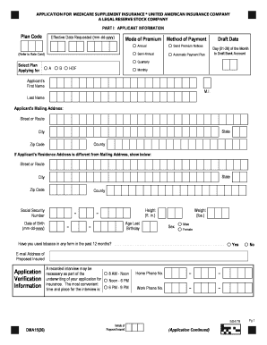 Medicare Supplement Insurance Application