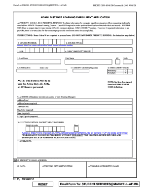 AFIADL Distance Learning Enrollment Application