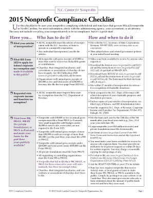 2015 Nonprofit Compliance Checklist