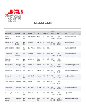 Nebraska Daily Media List