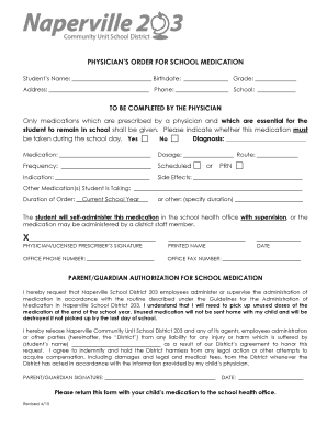 Physician's Order for School Medication