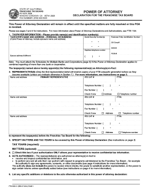 California Franchise Tax Board Power of Attorney