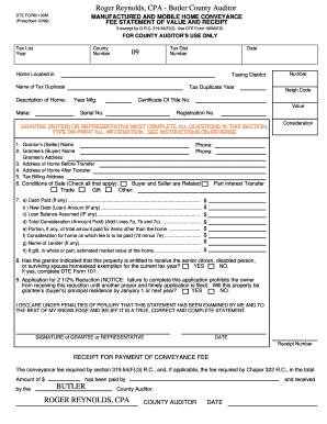 Ohio Manufactured Home Conveyance Fee Statement