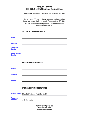 DB 120.1 Certificate of Compliance