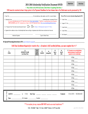 Scholarship Notification Document (SND)