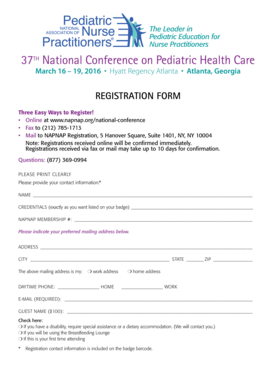 NAPNAP National Conference Registration Form